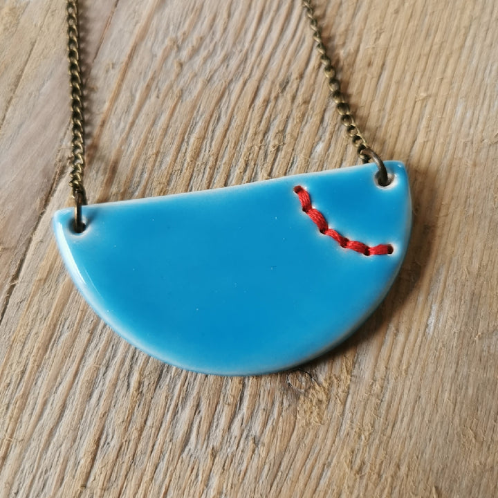 Small Stitched Ceramic Necklace