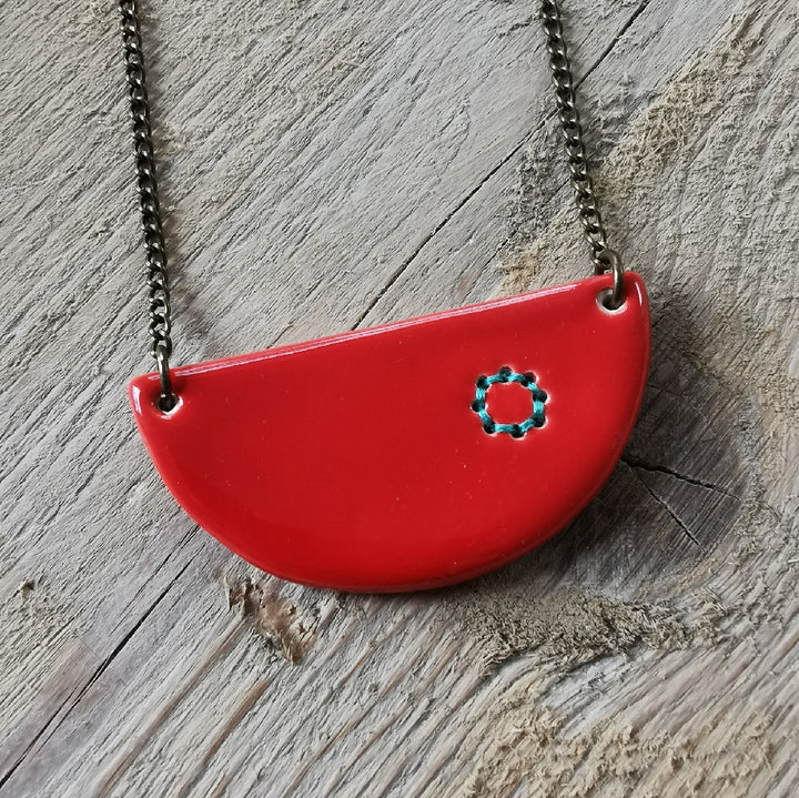 Small Stitched Ceramic Necklace
