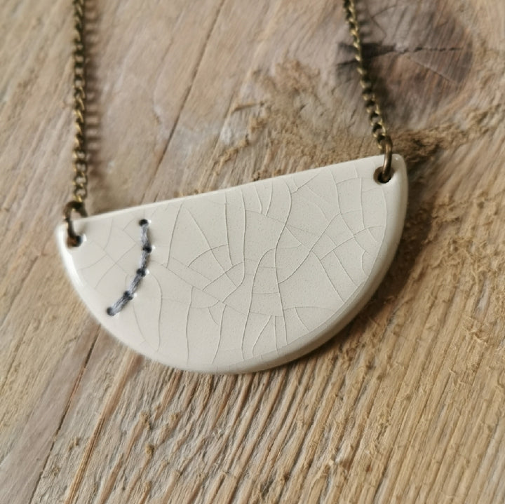 Small Stitched Ceramic Necklace