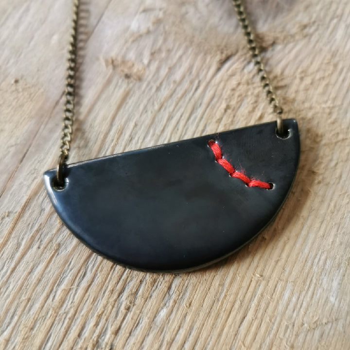 Small Stitched Ceramic Necklace
