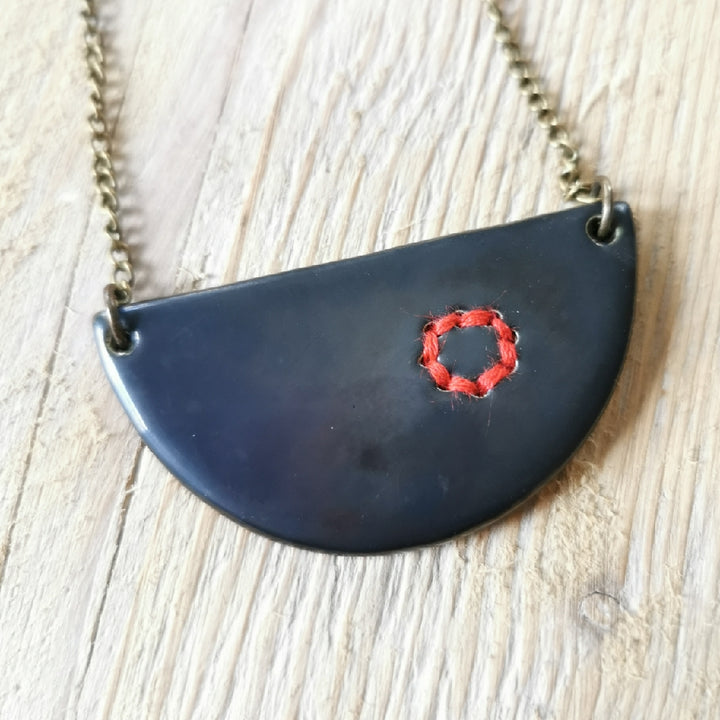 Small Stitched Ceramic Necklace