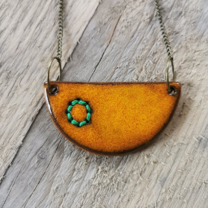 Small Stitched Ceramic Necklace