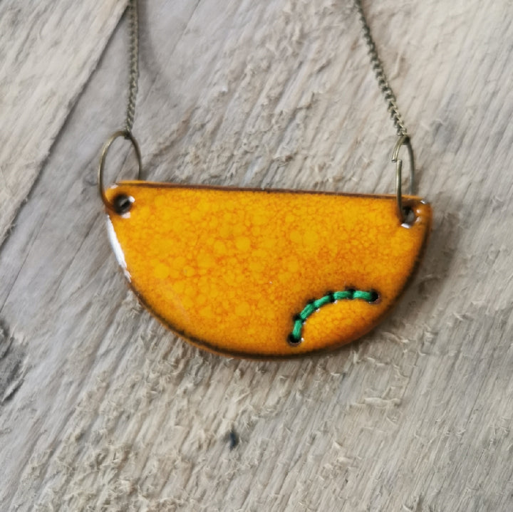Small Stitched Ceramic Necklace