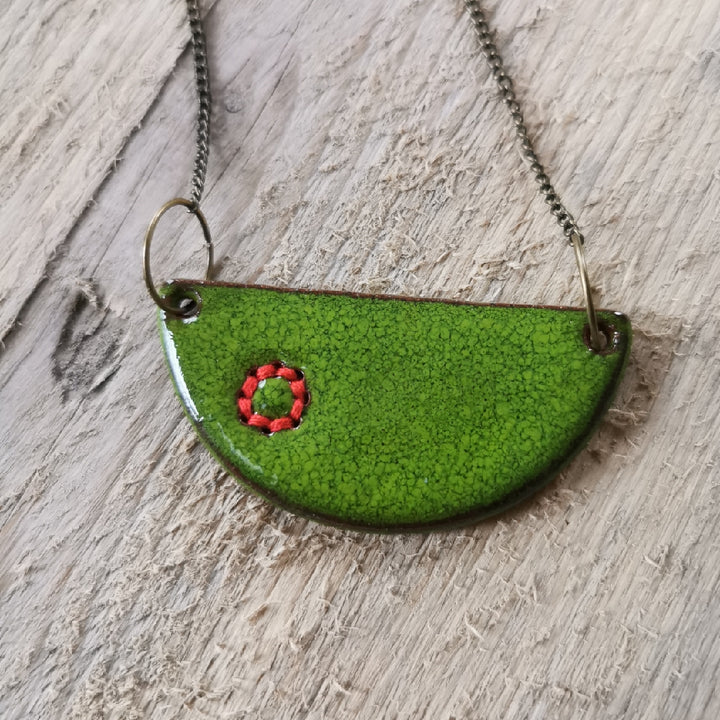 Small Stitched Ceramic Necklace