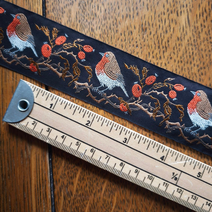Kafka Winter Robbin Ribbon 40mm wide - per 50cm length