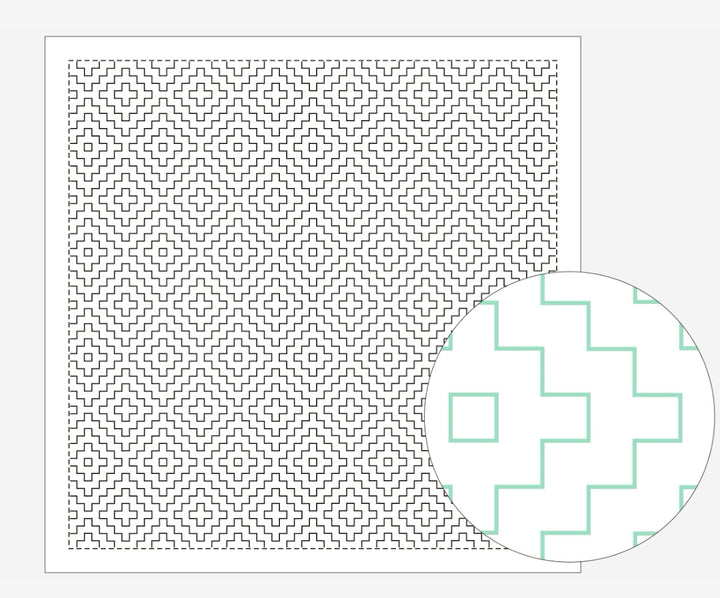 Daruma Yokota Sashiko Sampler Cloth - hitomezashi patterns - white