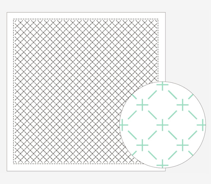 Daruma Yokota Sashiko Sampler Cloth - hitomezashi patterns - white