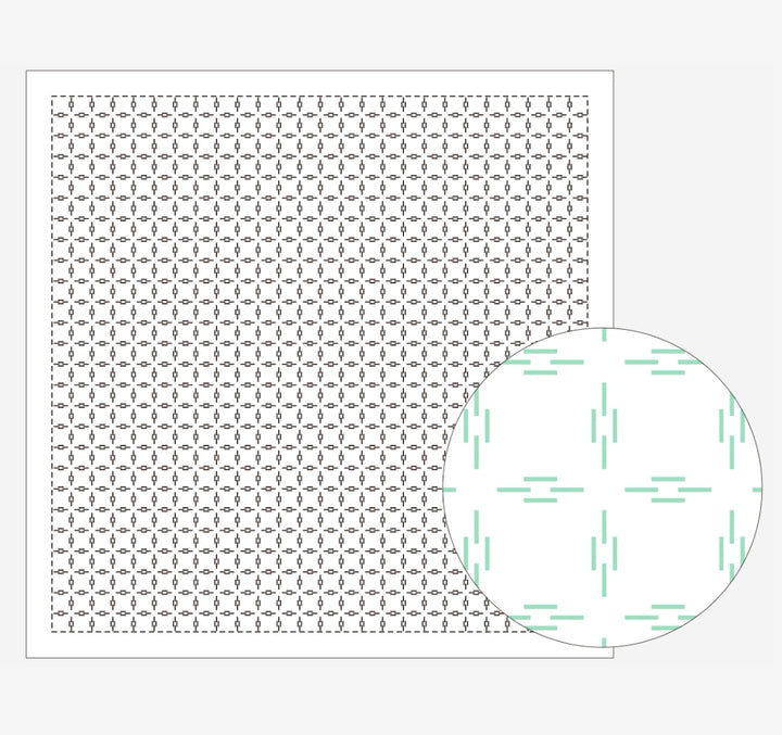 Daruma Yokota Sashiko Sampler Cloth - hitomezashi patterns - white