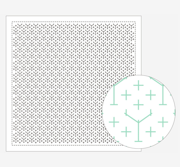 Daruma Yokota Sashiko Sampler Cloth - hitomezashi patterns - white