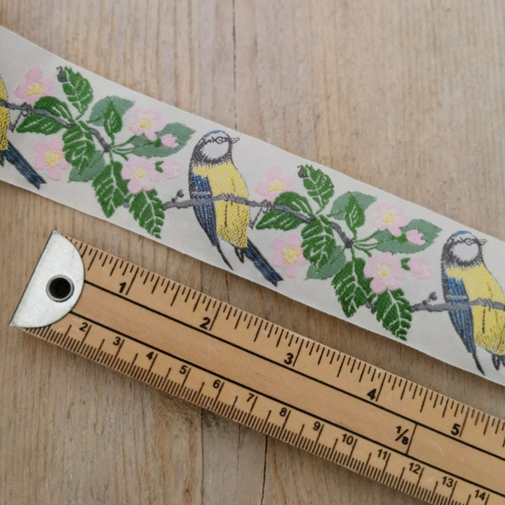 Kafka Blue Tit Ribbon 40mm wide - per 50cm length