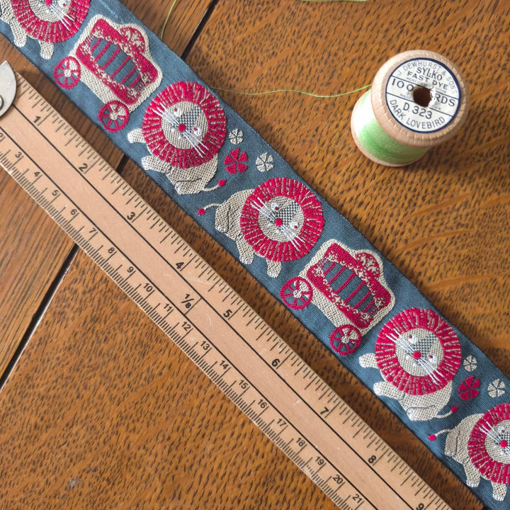 Kafka Circus Lions Ribbon 40mm wide - per 50cm length