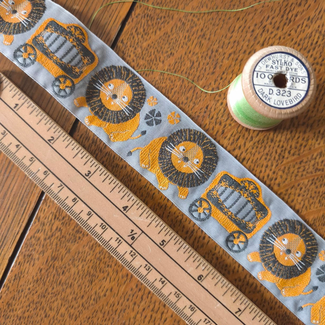 Kafka Circus Lions Ribbon 40mm wide - per 50cm length