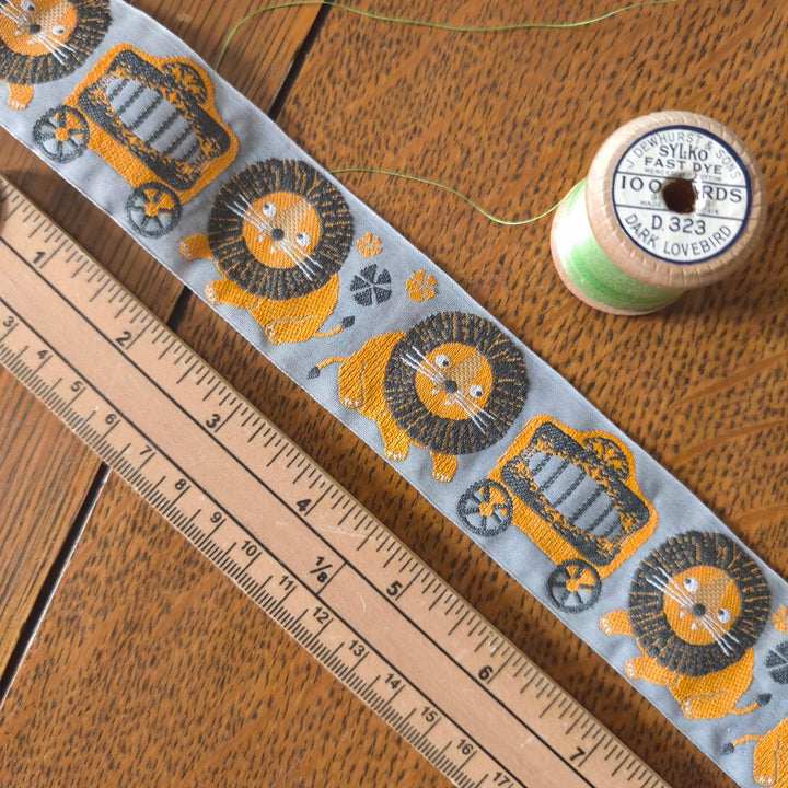 Kafka Circus Lions Ribbon 40mm wide - per 50cm length