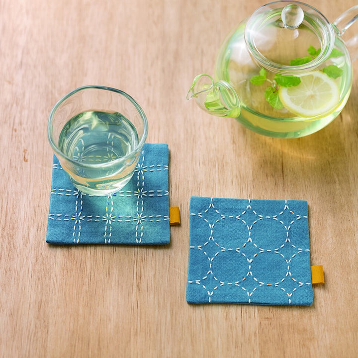 Cosmo Hidamari Sashiko Pair of Coasters Kit