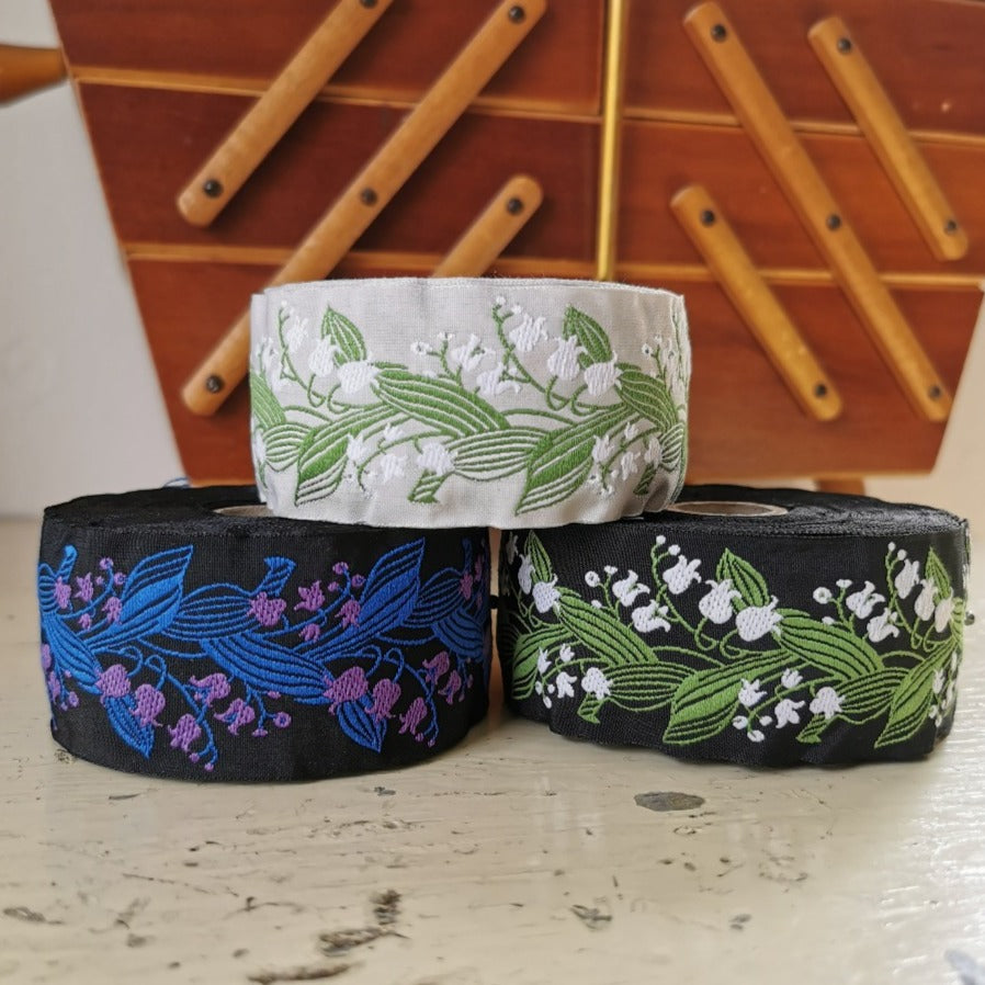 Kafka Lily of the Valley Ribbon 40mm wide - per 50cm length