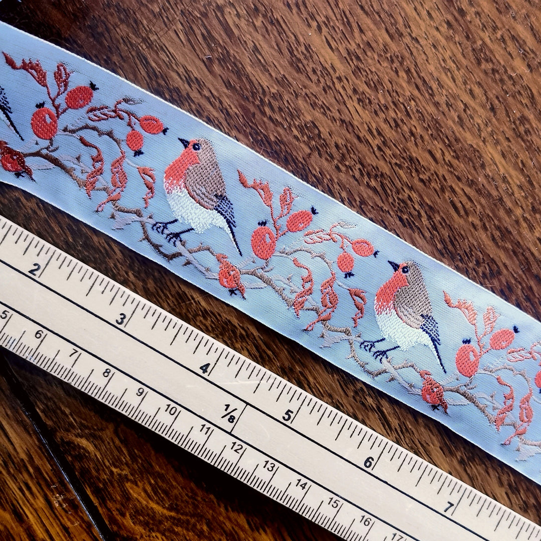 Kafka Winter Robbin Ribbon 40mm wide - per 50cm length