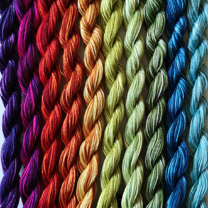 Paint Box Threads - 10 Pack of Hand Dyed Cotton Threads Perle 12