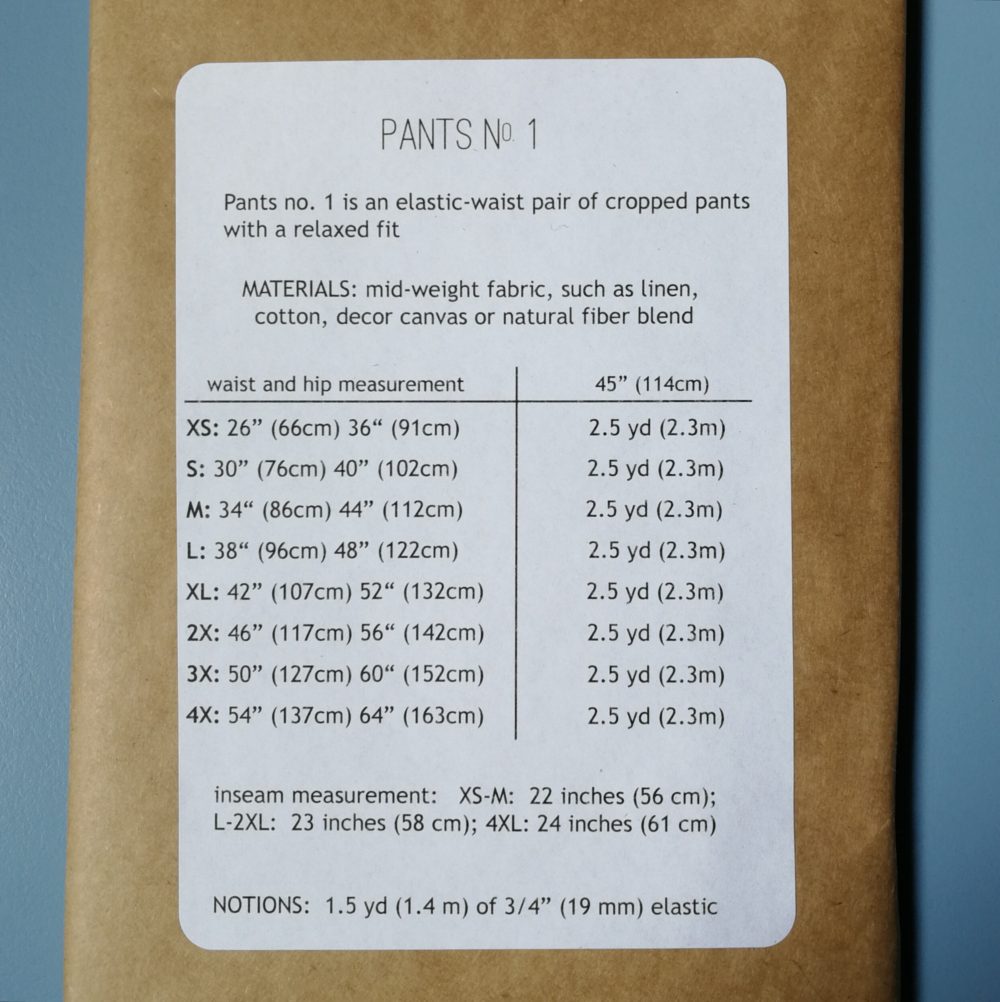 100 Acts of Sewing Patterns - Pants No. 1