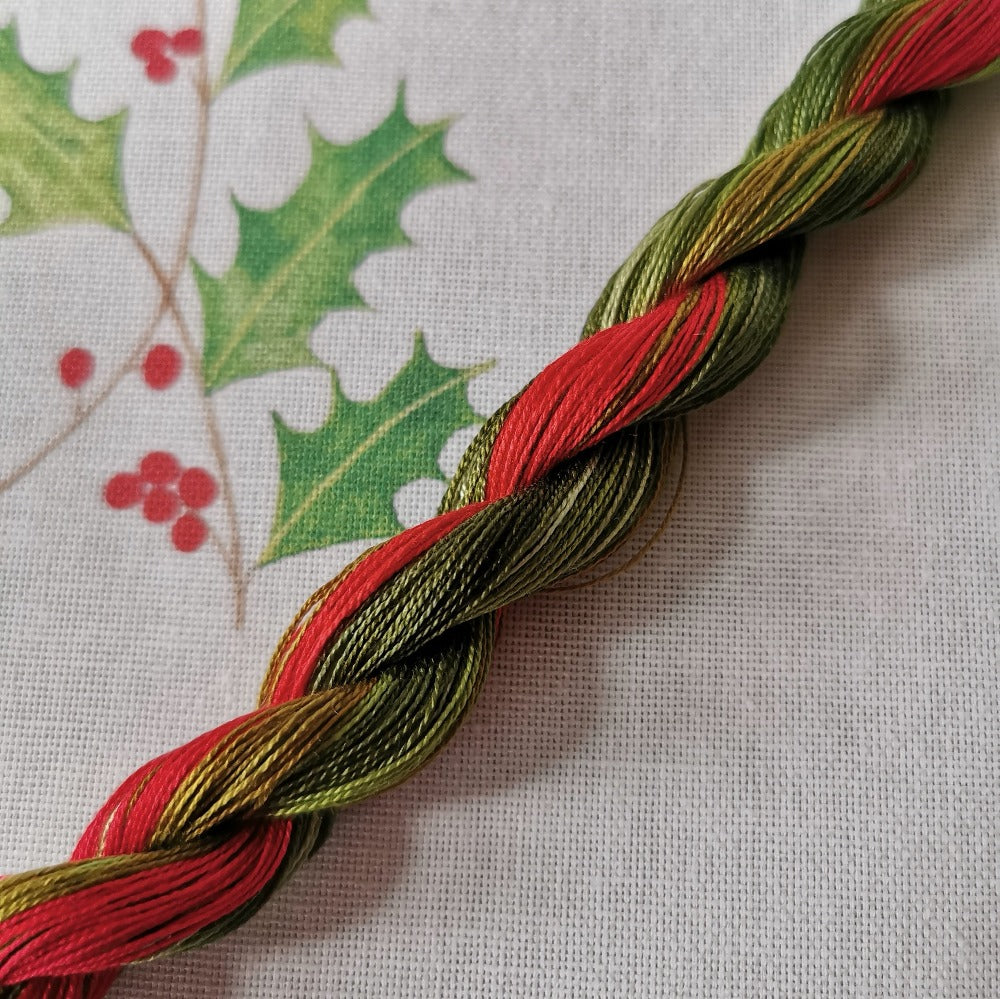 Dee Hardwicke Watercolour Sampler Cloths and Paint Box Thread twists - Holly & Ivy