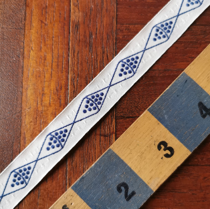 Kafka Dots & Diamonds Ribbon - 15mm wide - per metre