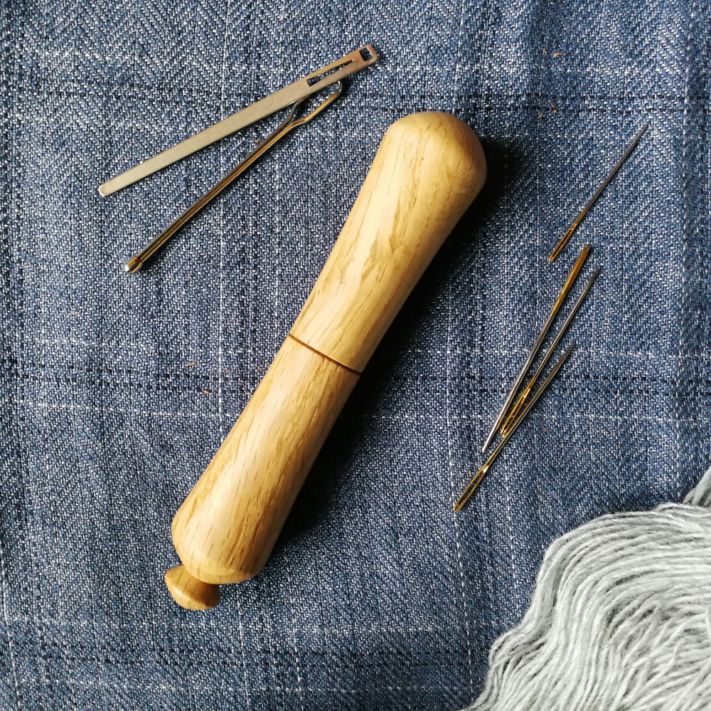 Long Turned Wooden Needle Case