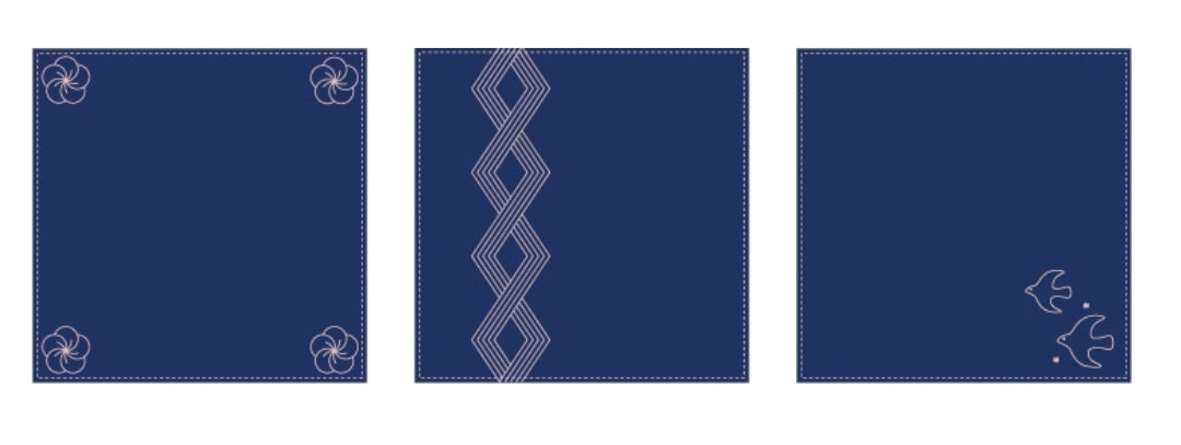 Daruma Yokota Sashiko Linen Handkerchief Kit
