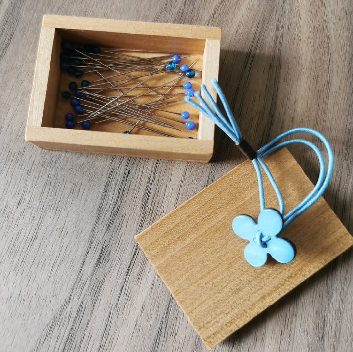 Cohana Glass Sewing Pins in a Cherry Wood Box