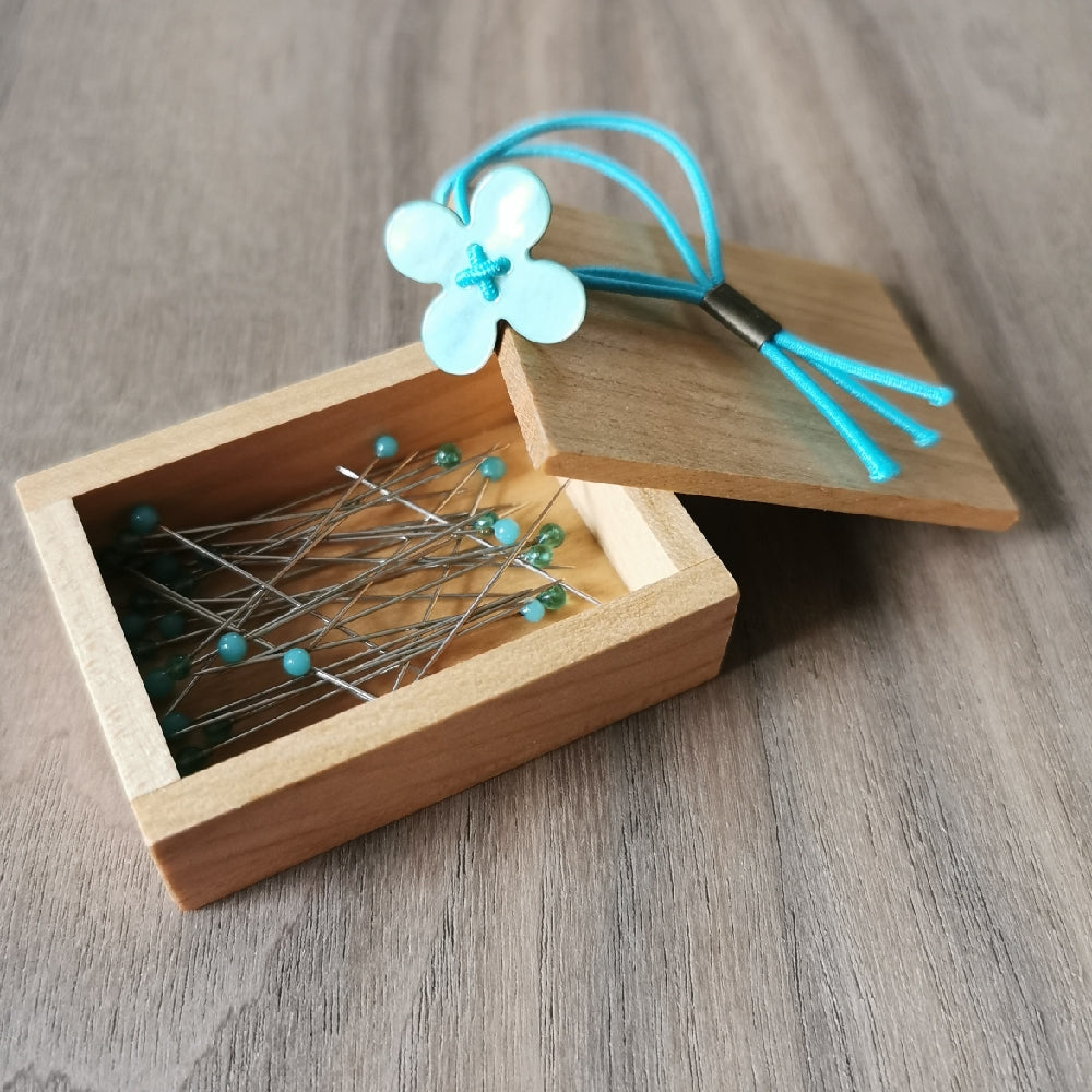 Cohana Glass Sewing Pins in a Cherry Wood Box