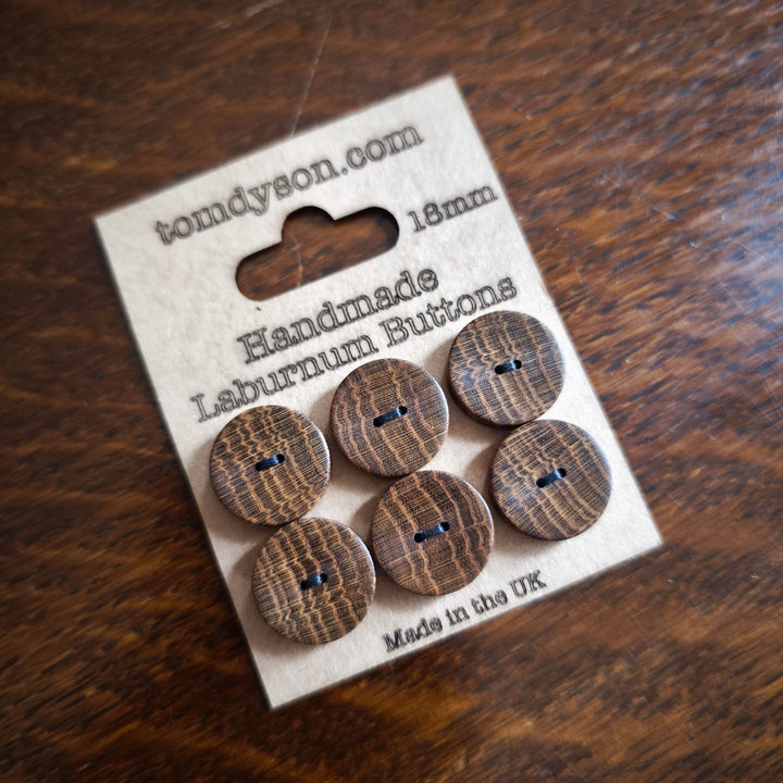 Handmade Wooden Buttons 18mm - Set 6