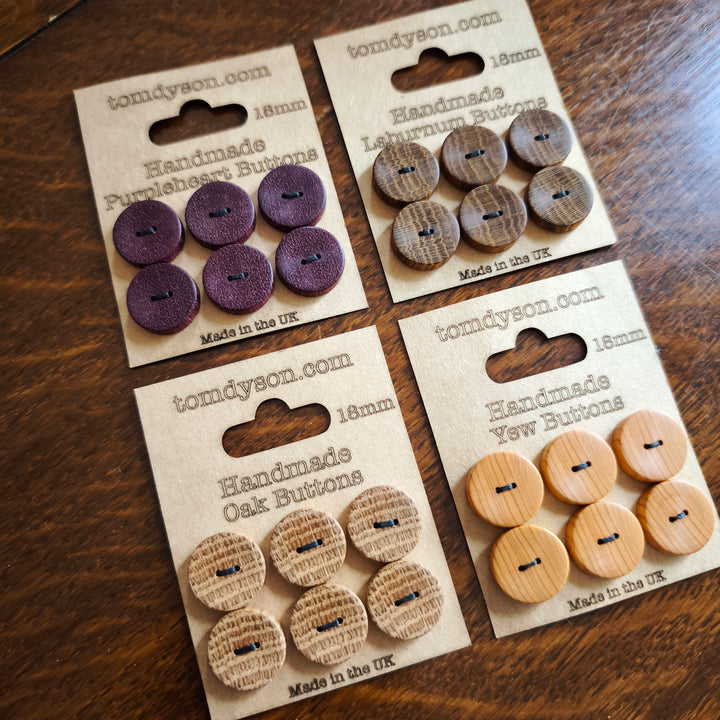Handmade Wooden Buttons 18mm - Set 6