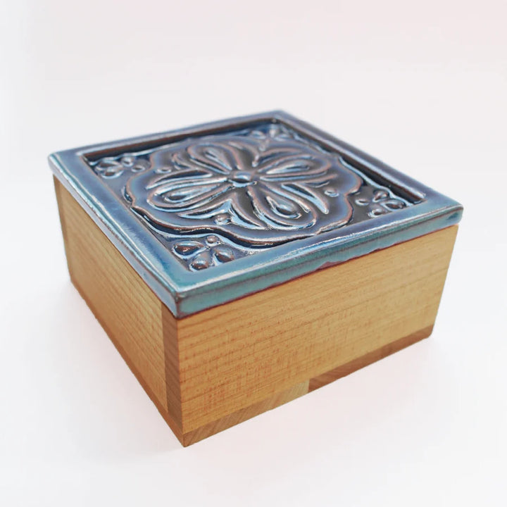 Cohana Japan Blue Ceramic Tile Box and Sewing Set