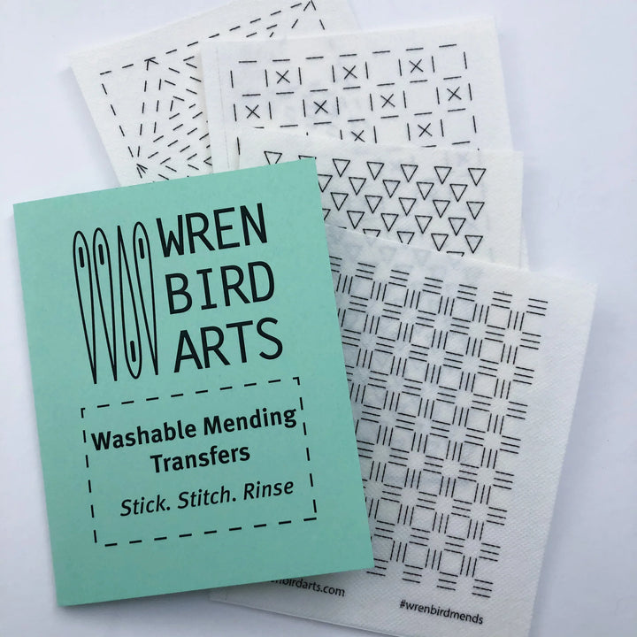Wren Bird Arts Wash Away Mending Transfers - Mint Green Package