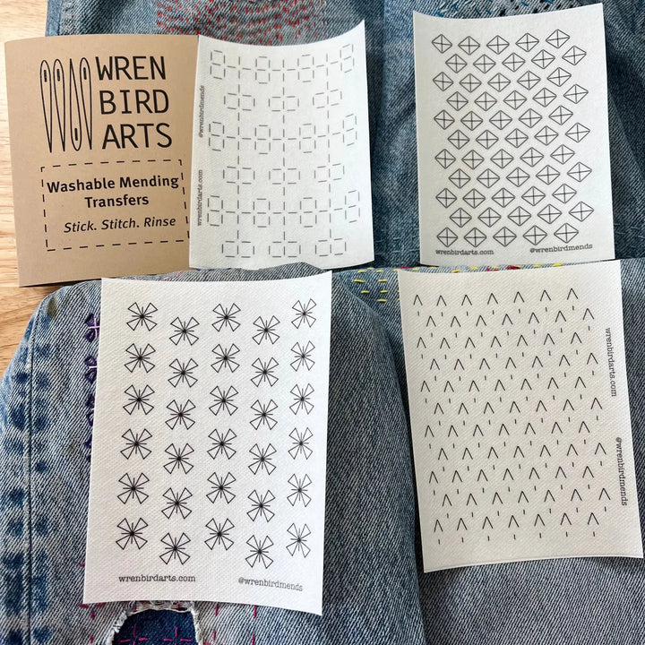 Wren Bird Arts Wash Away Mending Transfers - brown package