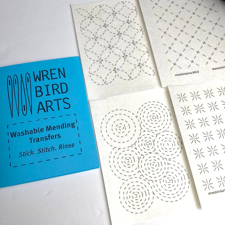 Wren Bird Arts Wash Away Mending Transfers - blue package
