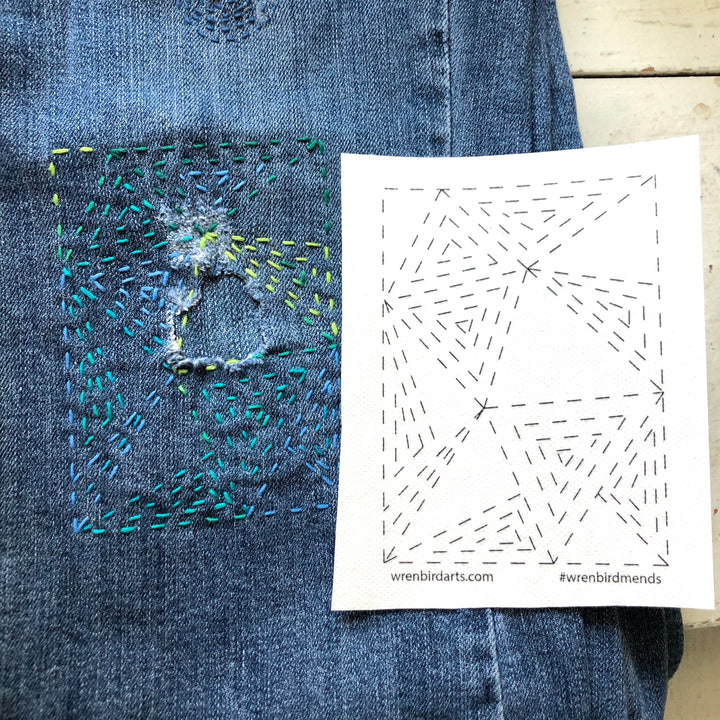Wren Bird Arts Wash Away Mending Transfers - Mint Green Package
