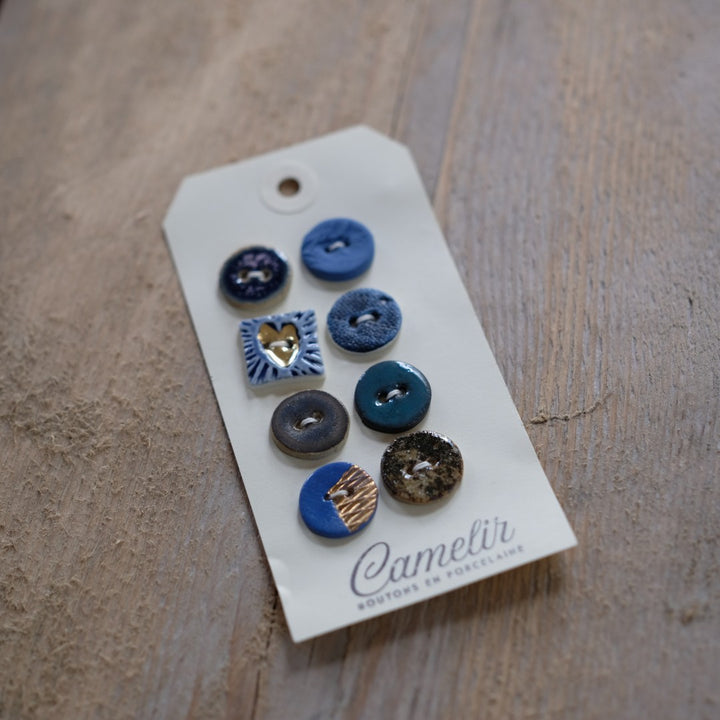 Camelir Ceramic Buttons - set of 8 'Arty' 18mm