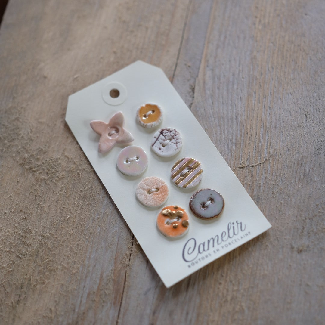 Camelir Ceramic Buttons - set of 8 'Arty' 18mm