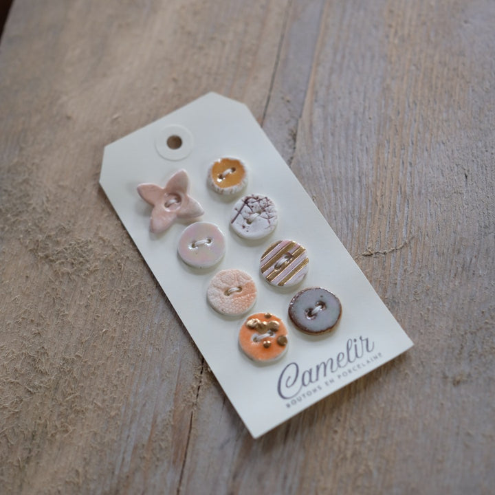 Camelir Ceramic Buttons - set of 8 'Arty' 18mm