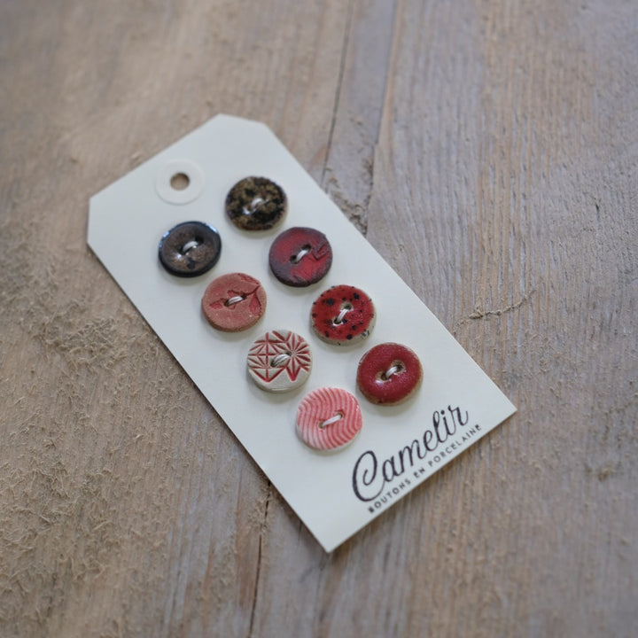 Camelir Ceramic Buttons - set of 8 'Arty' 18mm