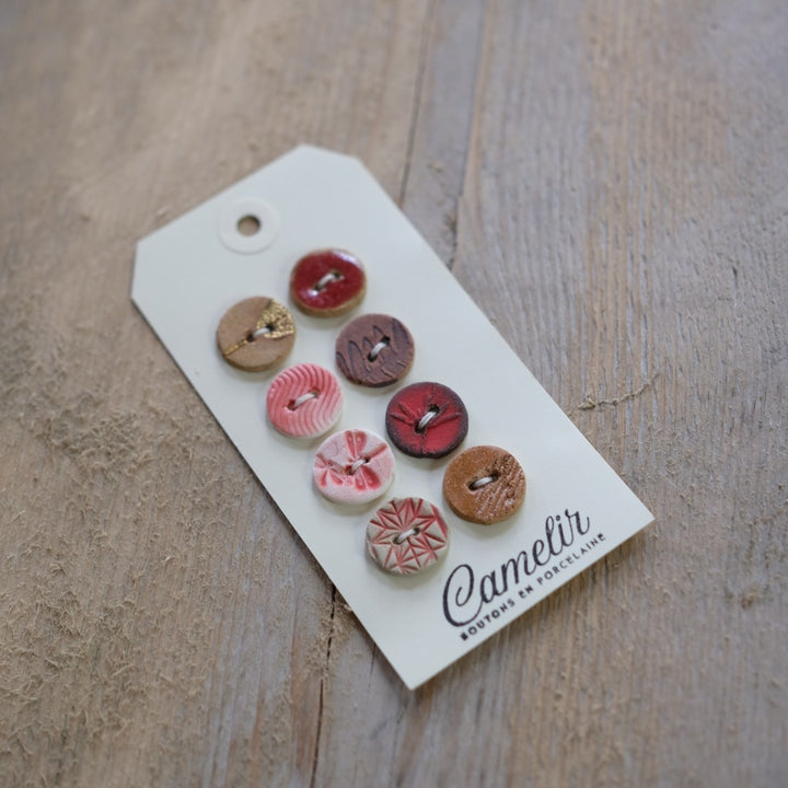 Camelir Ceramic Buttons - set of 8 'Arty' 18mm