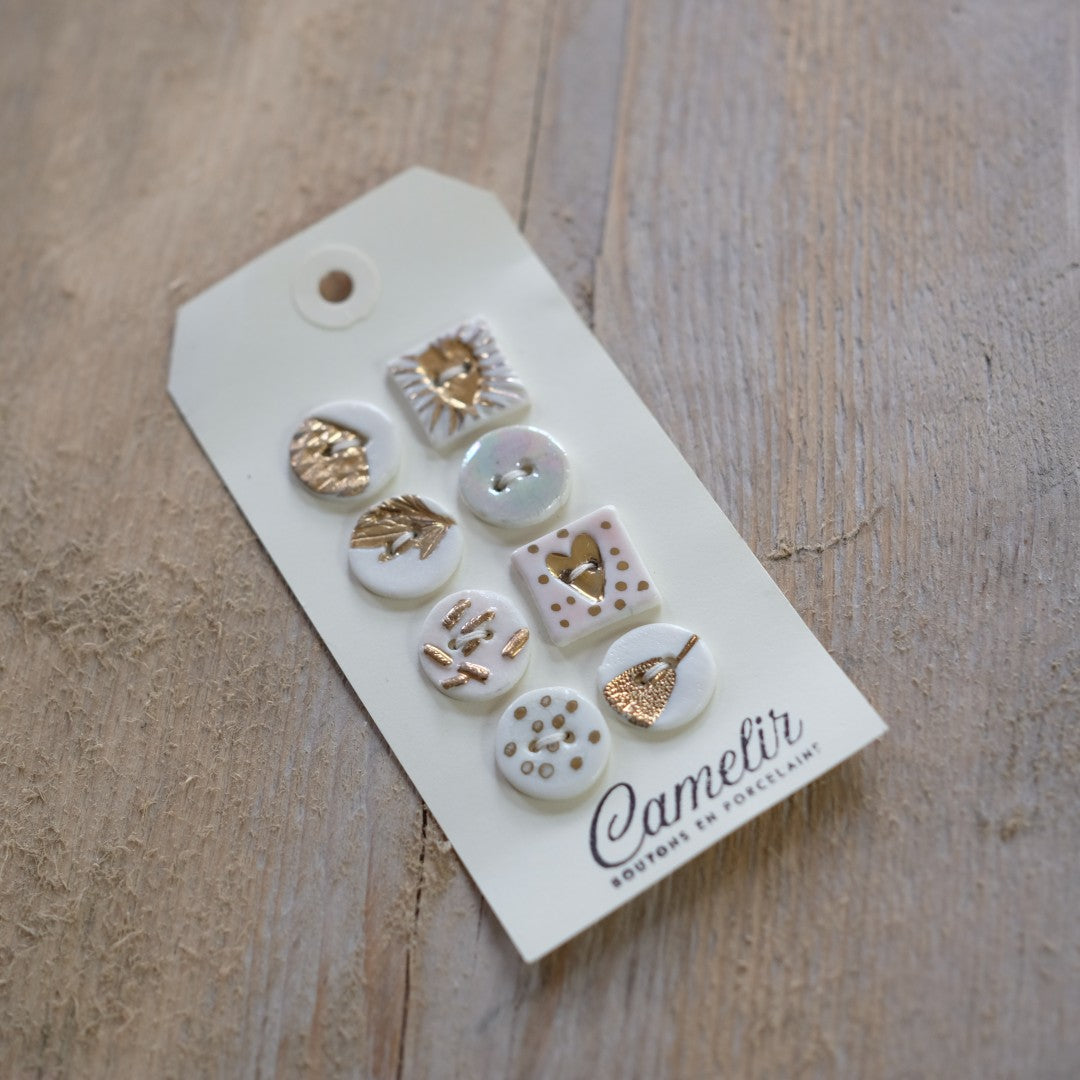 Camelir Ceramic Buttons - set of 8 'Arty' 18mm