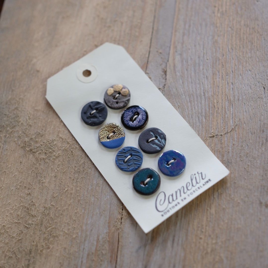 Camelir Ceramic Buttons - set of 8 'Arty' 18mm