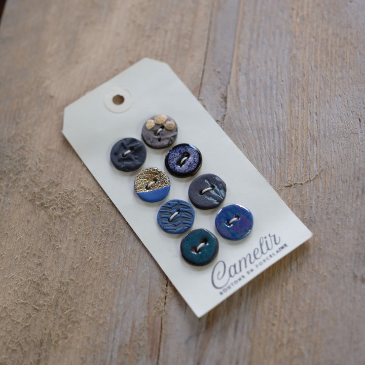 Camelir Ceramic Buttons - set of 8 'Arty' 18mm