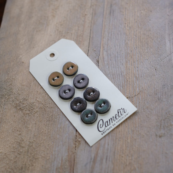 Camelir Ceramic Buttons - set of 8 'Arty' 18mm
