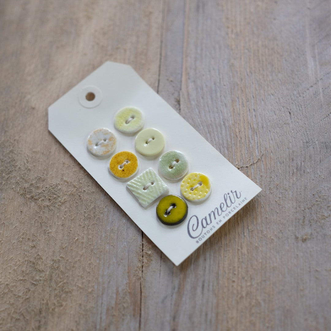 Camelir Ceramic Buttons - set of 8 'Arty' 18mm