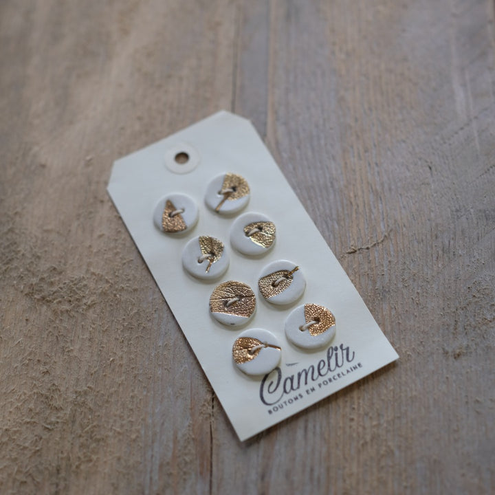Camelir Ceramic Buttons - set of 8 Herbier Gold 18mm