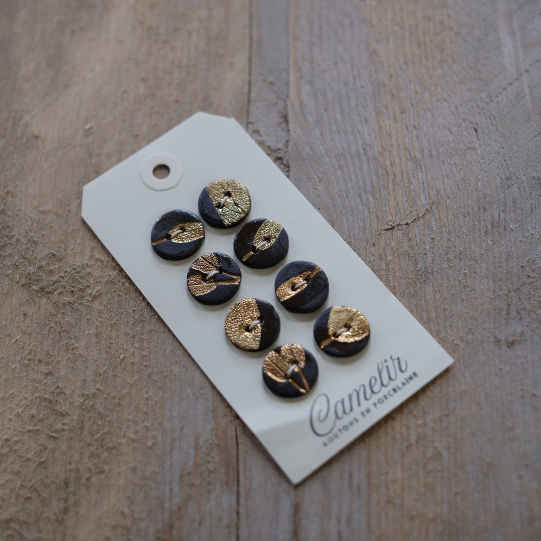 Camelir Ceramic Buttons - set of 8 Herbier Gold 18mm