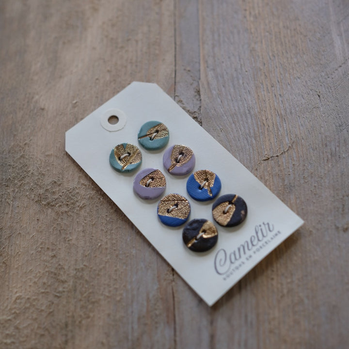 Camelir Ceramic Buttons - set of 8 Herbier Gold 18mm