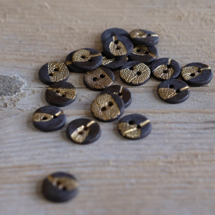 Camelir Ceramic Buttons - Herbier Gold 12mm SINGLE BUTTON