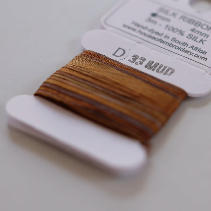 House of Embroidery Silk Ribbon 4mm - 3m card